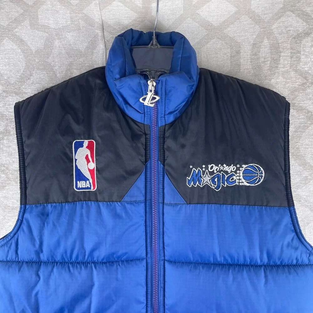 Logo Athletic Orlando Magic Youth M Blue Black Vintage NBA Puffer Vest Nylon 90s